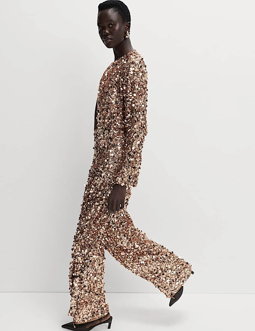 Sequin Wide Leg Trousers