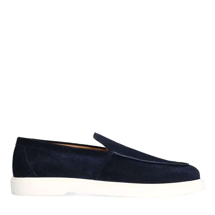 Donkerblauwe suède loafers