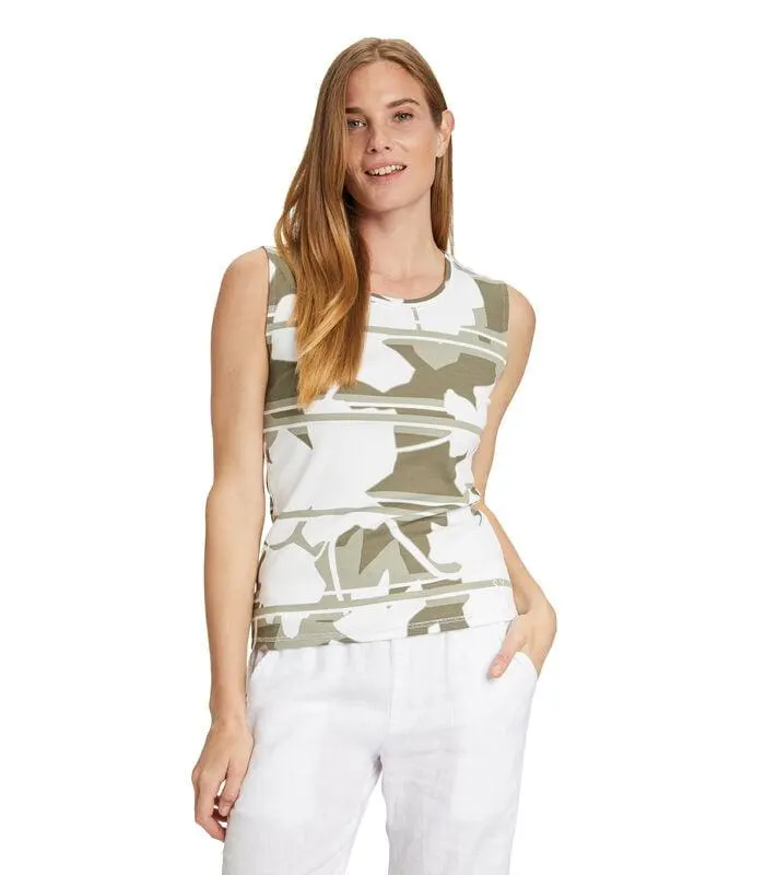 Top met schouderbanden met ribstructuur