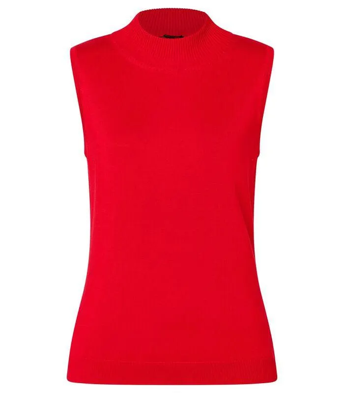 Mouwloze trui met hoge geribde kraag