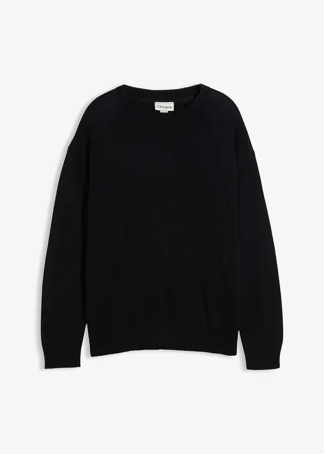Pull col rond en coton mélangé, loose