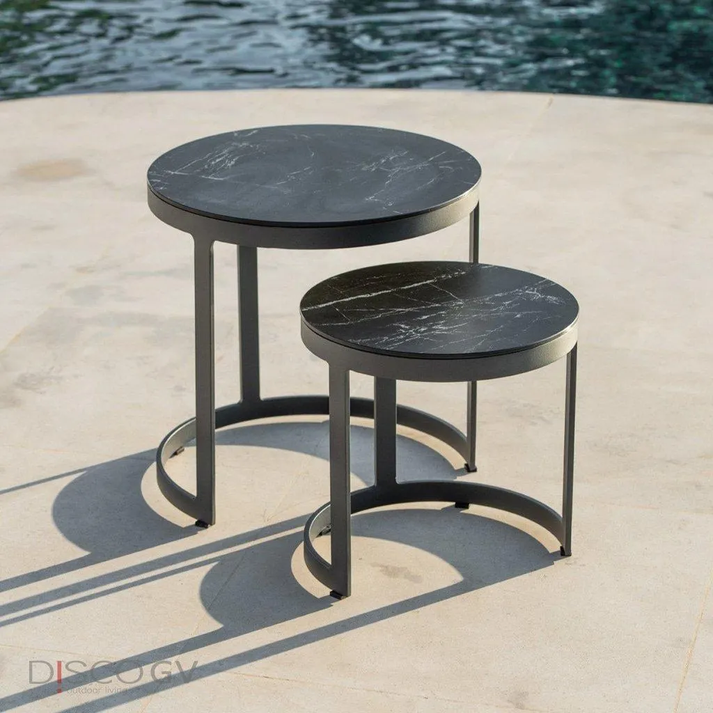 Bertus bijzettafel charcoal | Ceramic dark marble