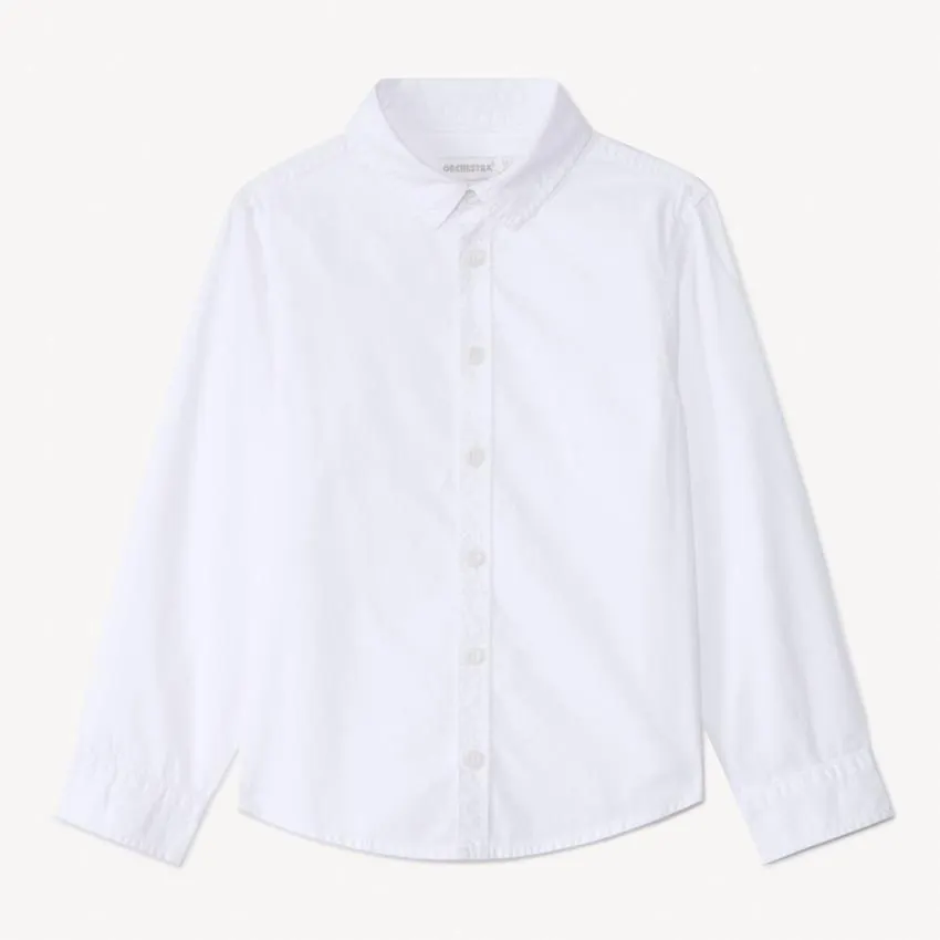 Chemise manches longues blanche unie pour garçon