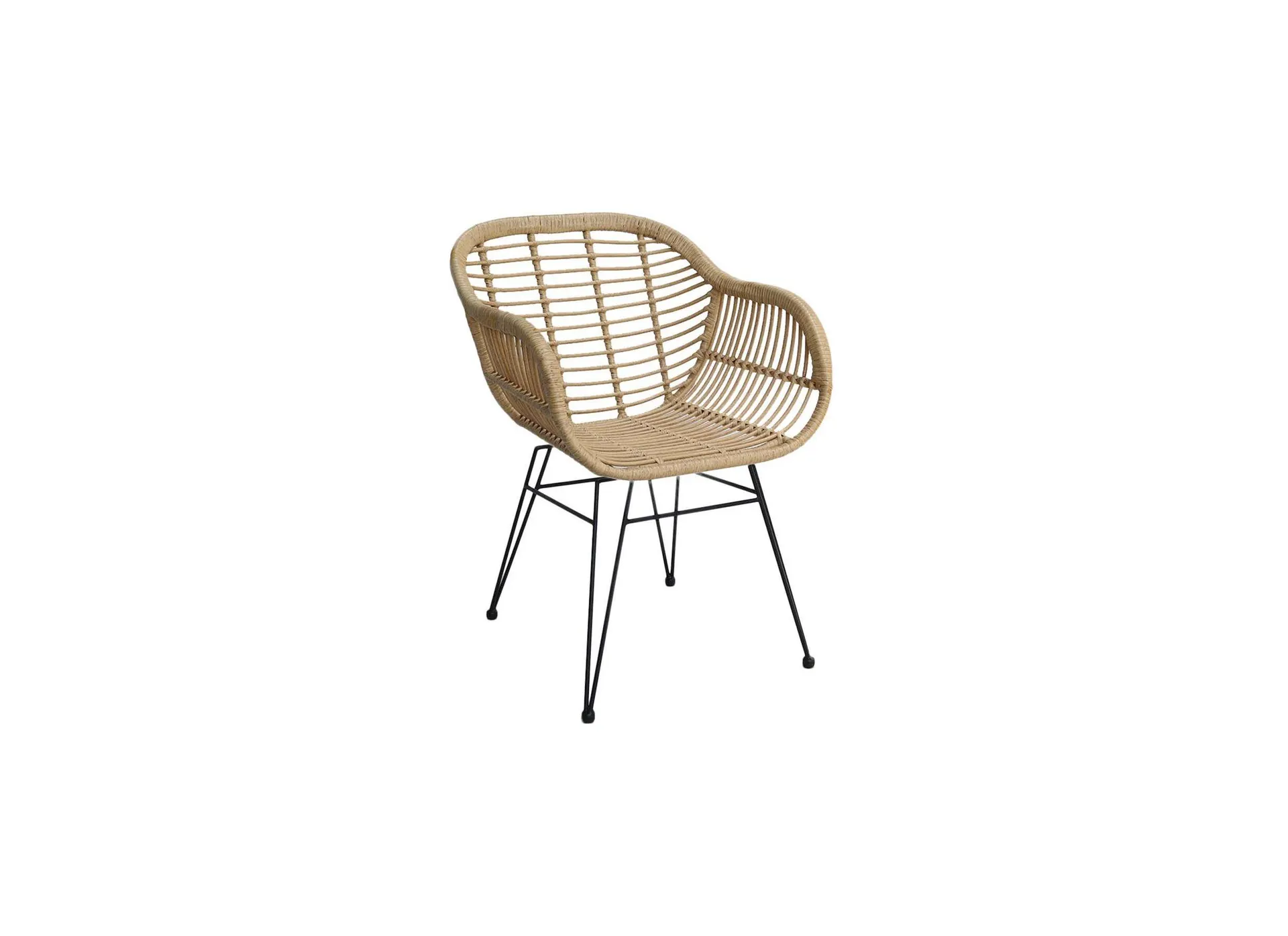 Kuipstoel Flores 58x62x81cm - polyethyleen - naturel/zwart