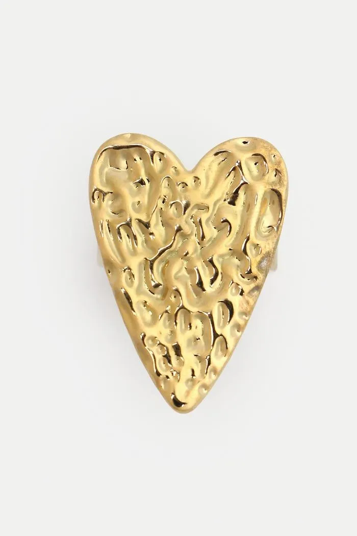 Ring groot hart stainless steel