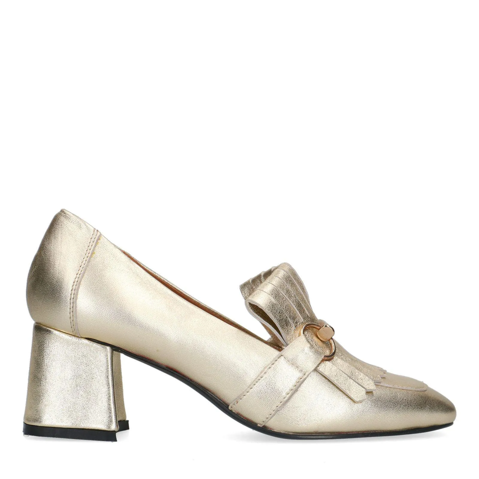 Manfield Goudkleurige leren gesloten pumps