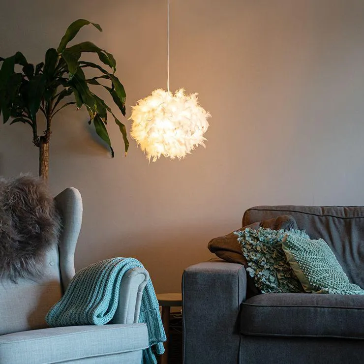 Landelijke hanglamp wit - Feather