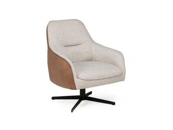Fauteuil OVIEDO met lage rug - Cognac/lichtgrijs