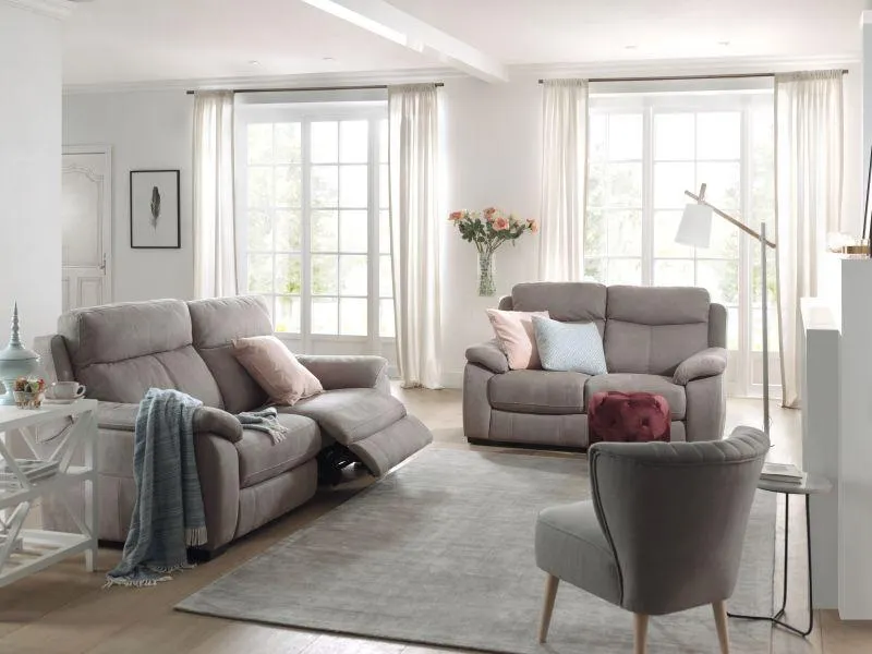 Set: 2,5-zit met elektrische relax en 2-zit vast - Silver grijs