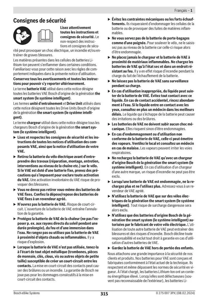 Electric Bike Manual van 12 februari tot 12 augustus 2025 - folder pagina 315