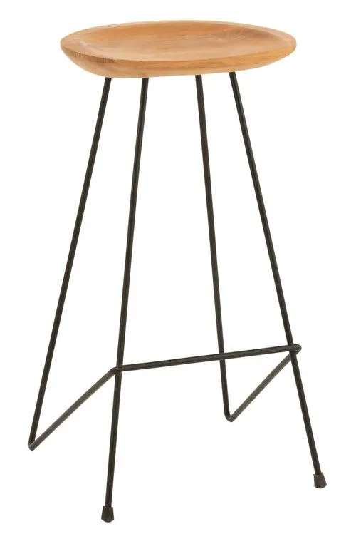 J-Line barstoel - hout/ijzer - naturel