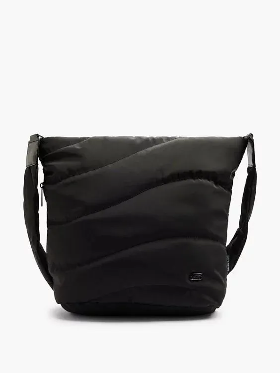 Zwarte schoudertas doorgestikt