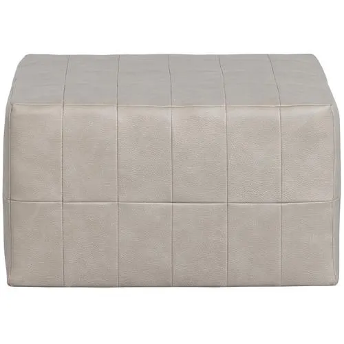 WOOOD poef Patchwork - Leerlook - Naturel - 36x60x60