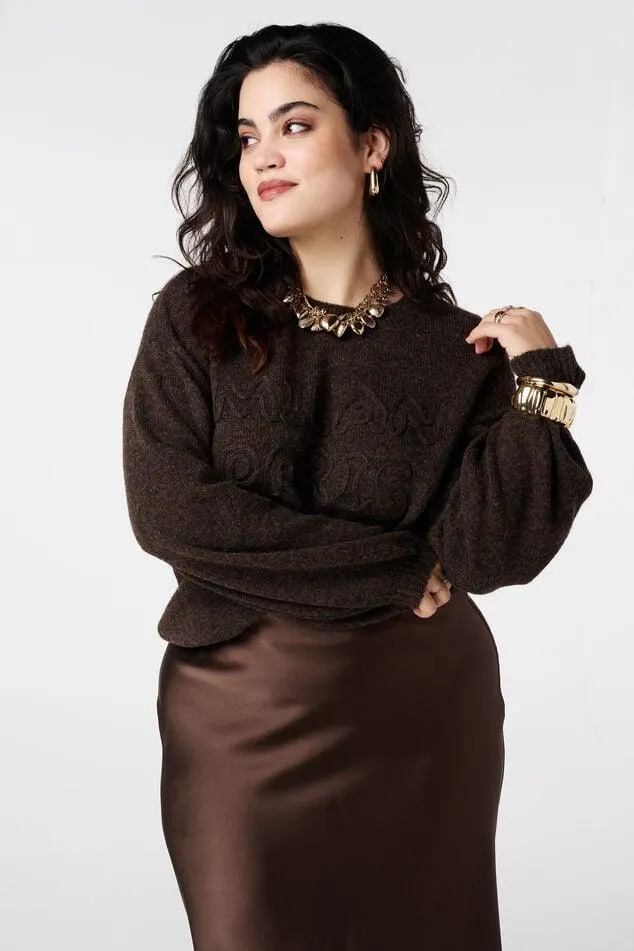 Gebreide trui met opdruk