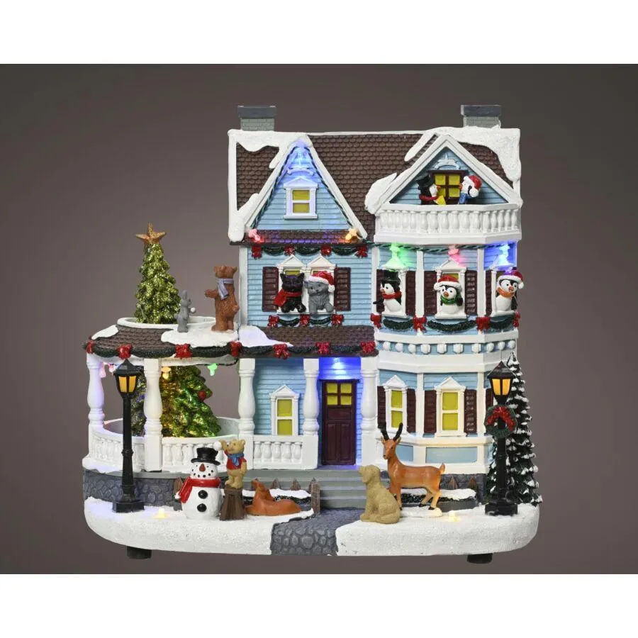 LED Verlicht Kersthuisje Polyresin - Sfeervolle Decoratie Binnen