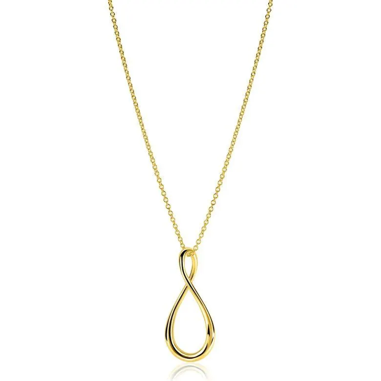 ZINZI goldplated zilveren ketting 60cm met grote gestileerde Infinity-hanger 52mm ZIC2675G