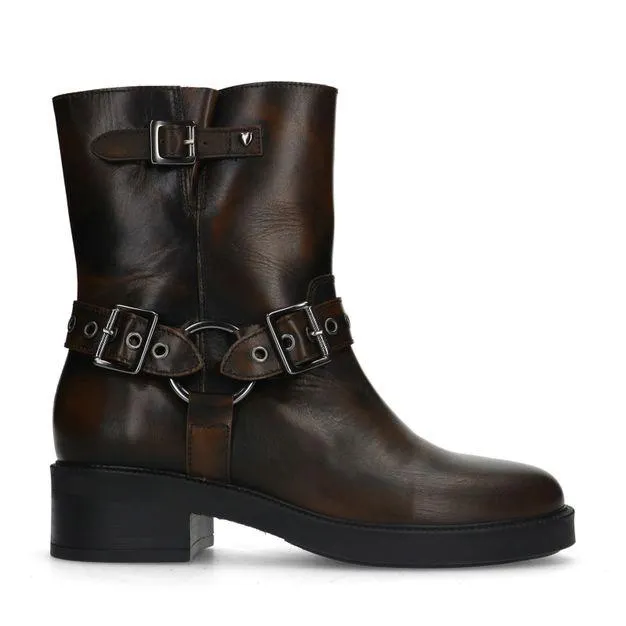 Brownwashed biker enkelboots