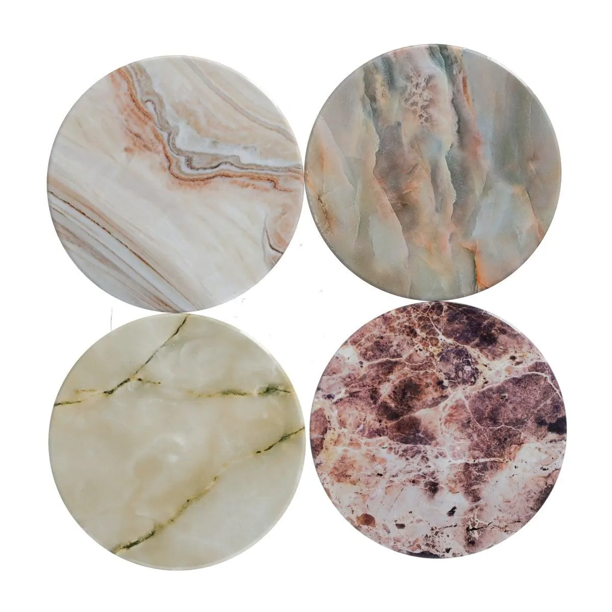 Onderzetter rond marble 10 cm 6 assorti