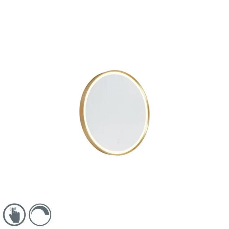 Ronde badkamerspiegel goud incl. LED met touchdimmer - Miral