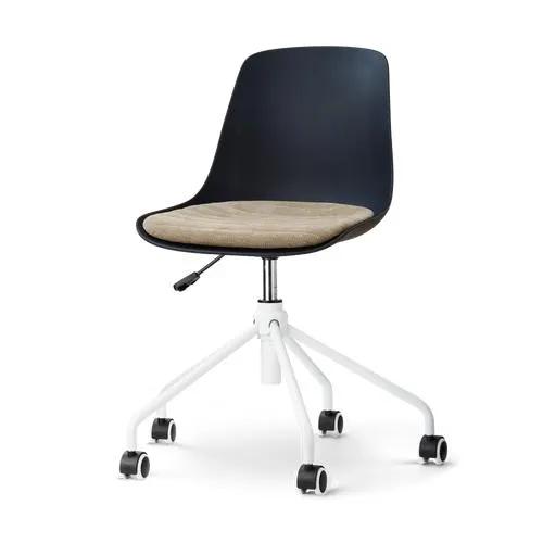 Nolon Nout-Liv eetkamerstoel zwart met nougatbruin zitkussen - wit onderstel