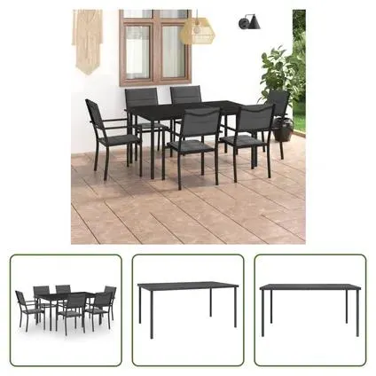 vidaXL - Acier - Mobilier de salle à manger d'extérieur 7 pcs Acier - 307352