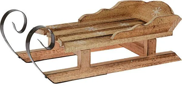 ACW005090 Decoratieve Houten Slee - 34 x 14 x 11 cm