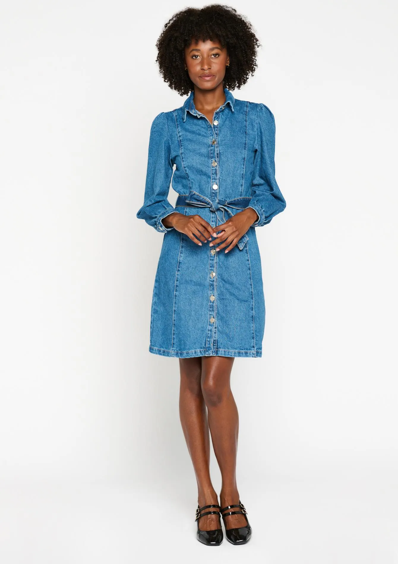 Denim dress with buttons