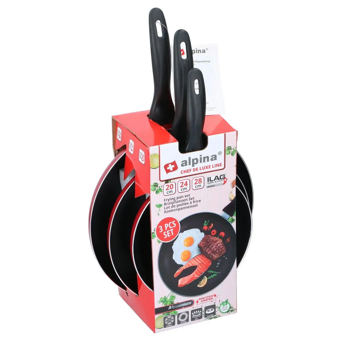 Koekenpan D20+24+28cm Alpina