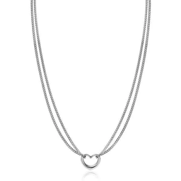 ZINZI zilveren multilook ketting met gourmet schakels en open hart 40-43cm ZIC2516