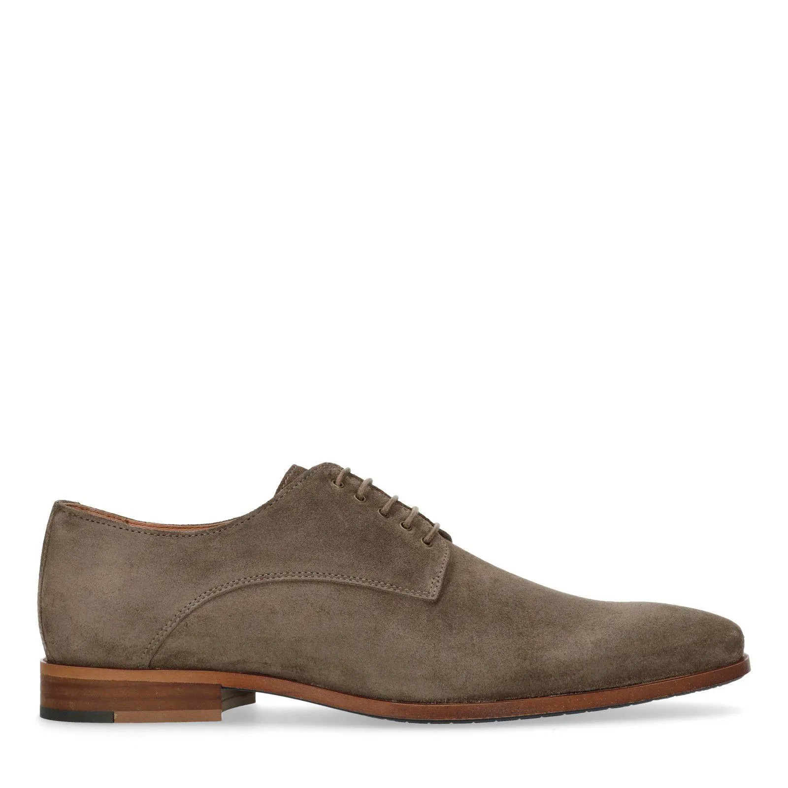 Manfield Taupe suède veterschoenen