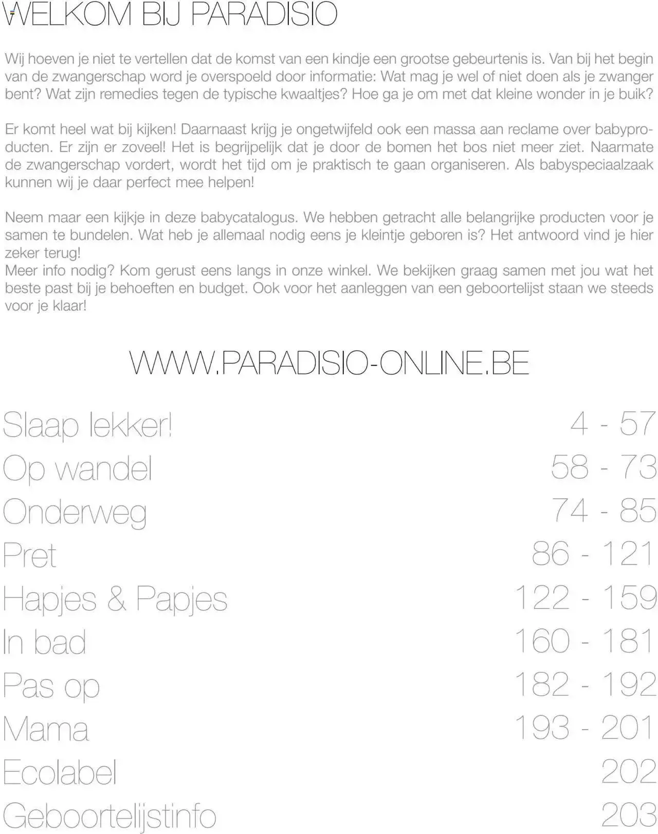Paradisio babycatalogus van 1 januari tot 31 december 2023 - folder pagina 2