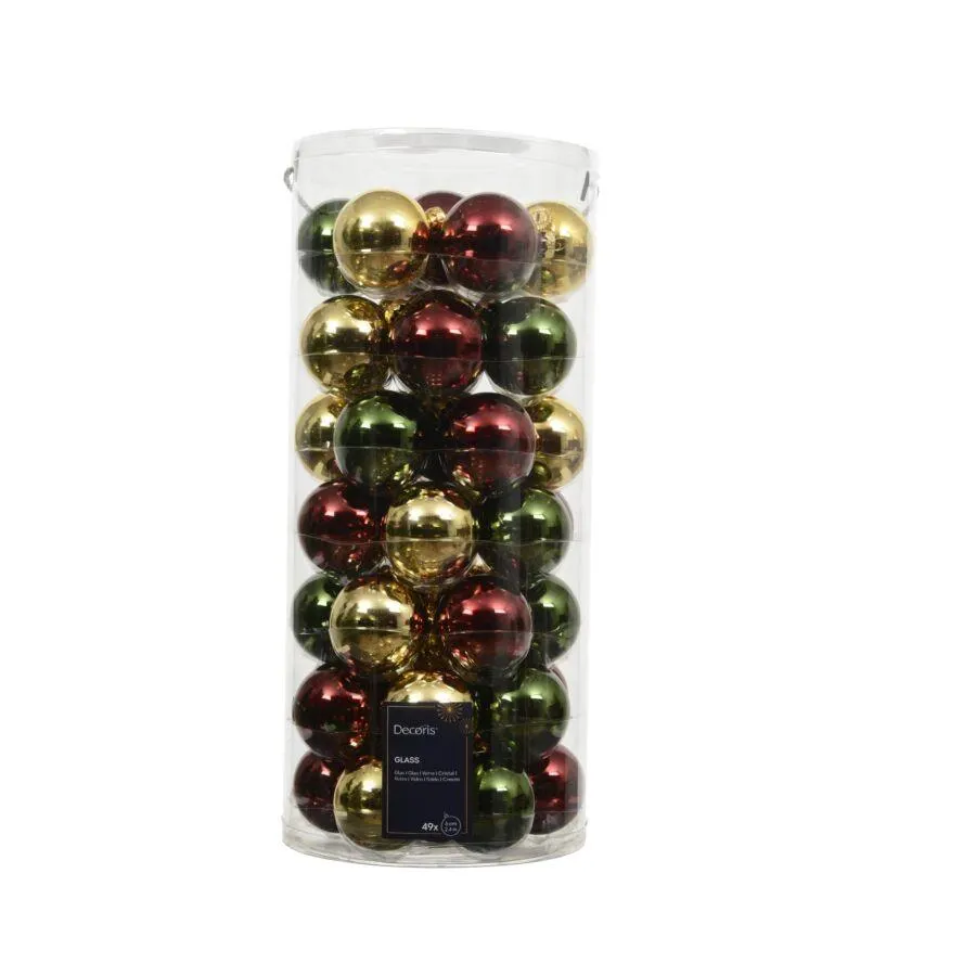 Decoris kerstbal glas dennengroen 49 stuks set