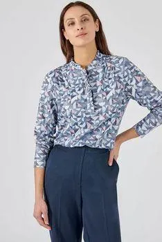 T-shirt met volant en geometrische print, gerecycleerde vezels*