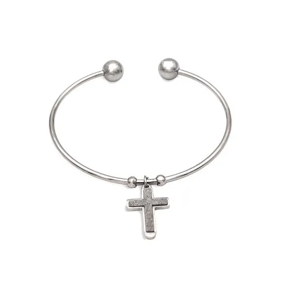 Armband in edelstaal, kruisje