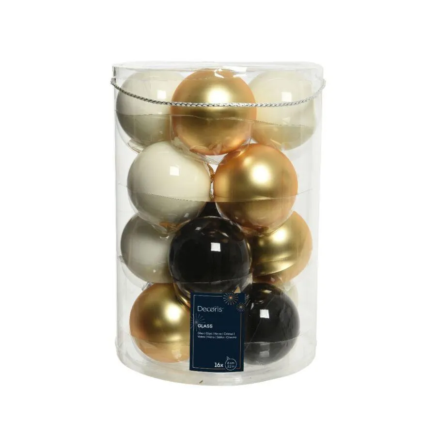 Decoris 140808 Kerstballen Glas Mix - 16 Stuks