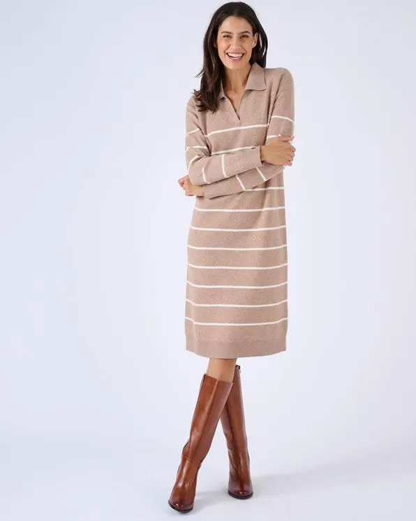 Trui jurk polokraag gestreept