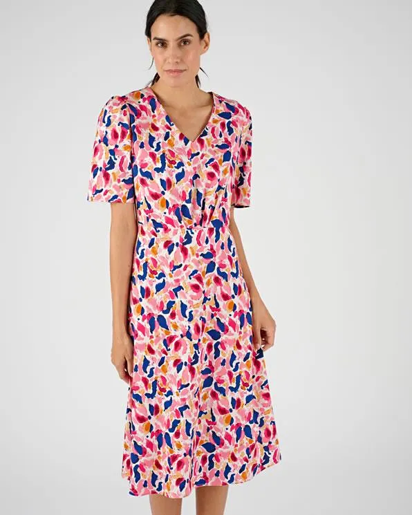 Jurk met brede plooi en gedrapeerd effect