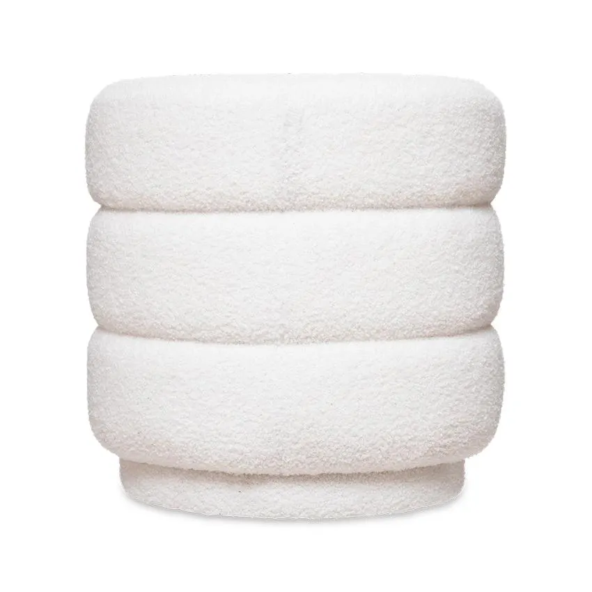 Poef ZINIAN Rond Boulé Wit