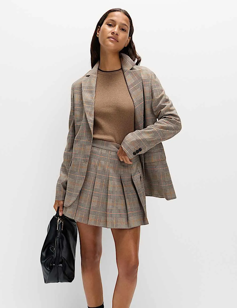 Checked Single Breasted Blazer
