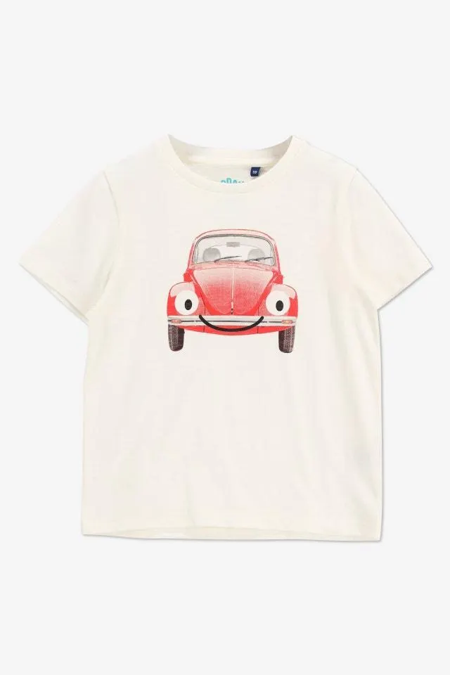 Wit T-shirt Happy Car