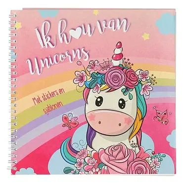 Sticker- en Sjablonenboek Ik hou van Unicorns