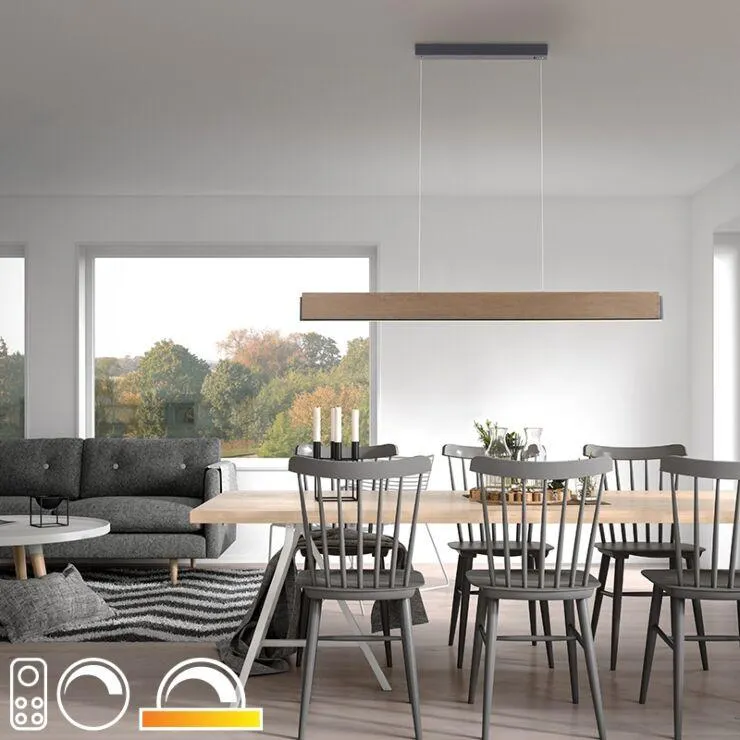 Hanglamp hout 121 cm incl. LED met afstandsbediening - Ajdin