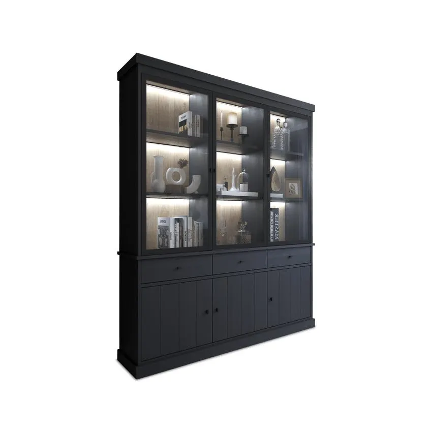 Vitrinekast CASTELLO 6D-3L Zwarte Eik