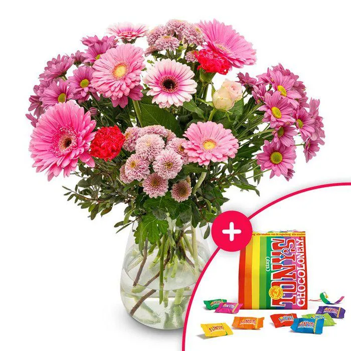 Boeket Zacht roze | Tiny Tony's Pouch 135g