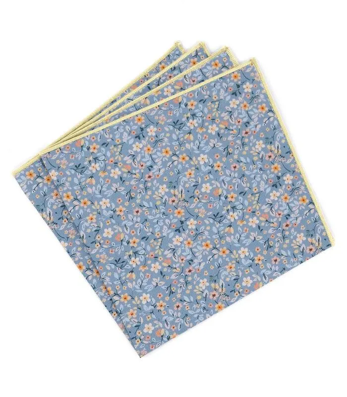 Pochet MINHO met bloemen blauw & oranje - Gemaakt in België