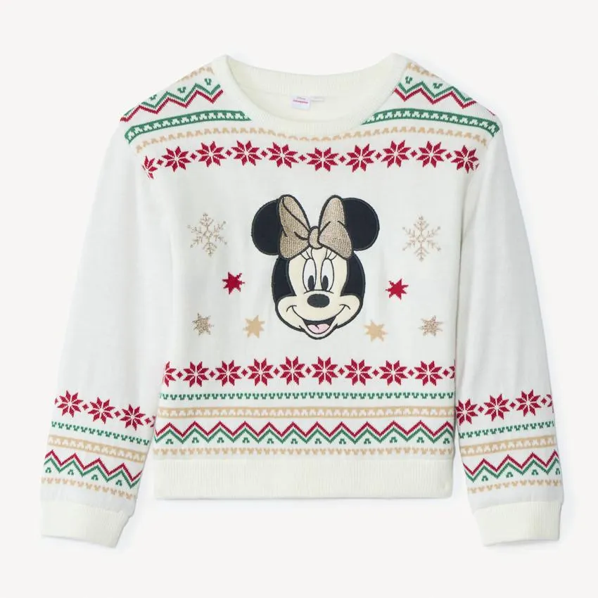 Pull manches longues doublé à motifs Noël Minnie Disney pour fille
