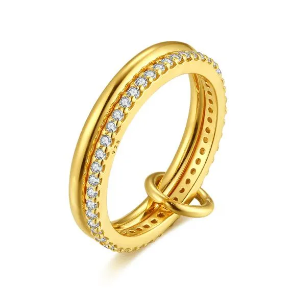 Ring in 18kt verguld zilver met zirkonia