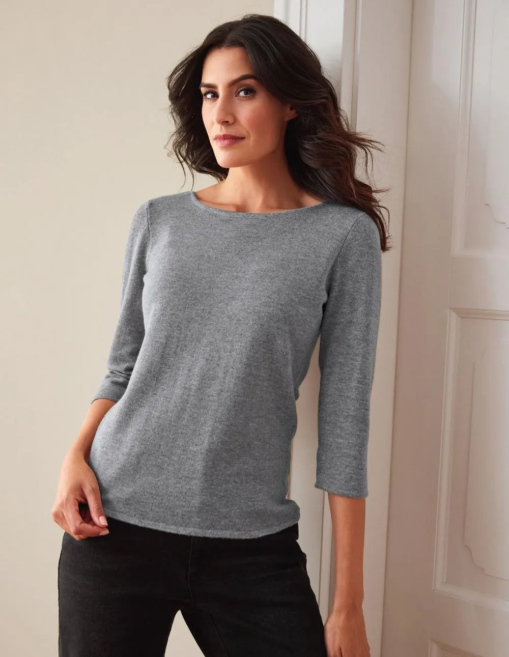 Kasjmier trui met boothals