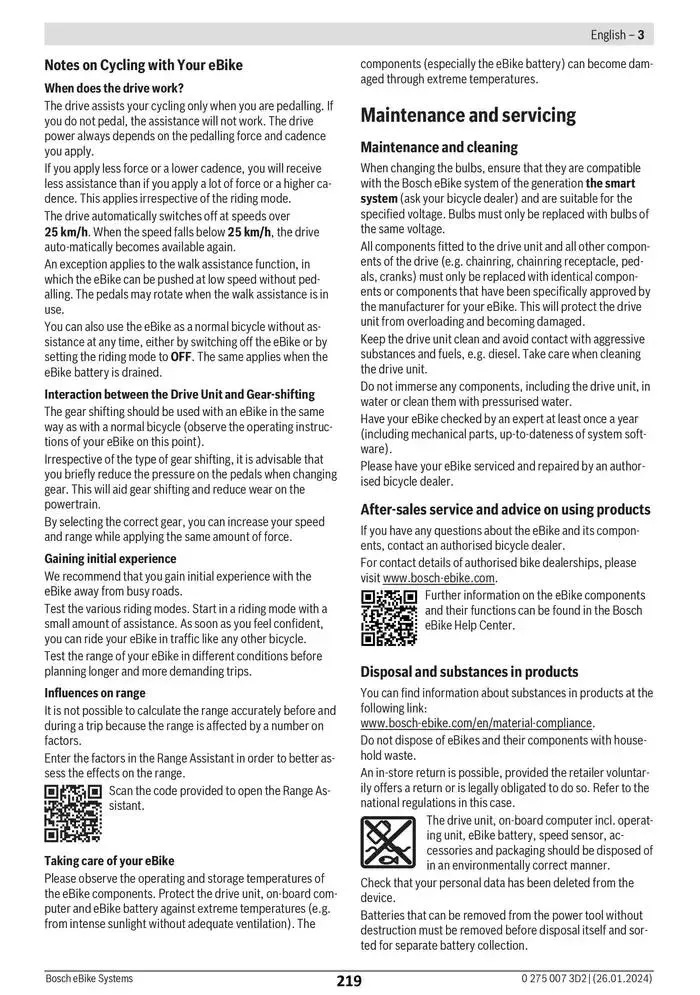 Electric Bike Manual van 12 februari tot 12 augustus 2025 - folder pagina 219
