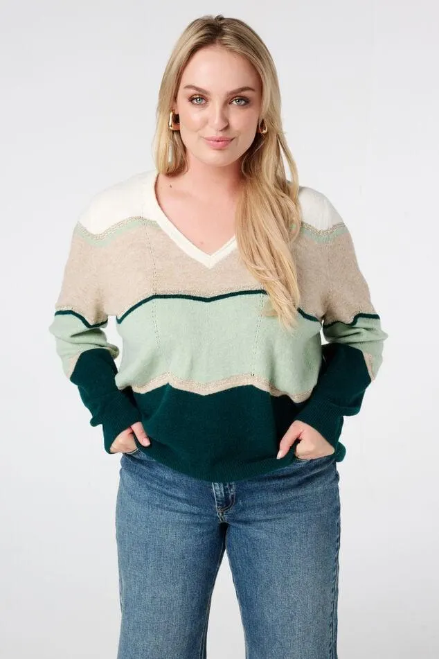 Trui met print en lurex